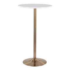 Pebble Contemporary/Glam Adjustable Dining or Bar Table in Gold Metal and White Wood by LumiSource