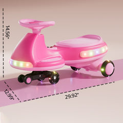Electric rocking car, fully illuminated, with enlarged flashing and silent wheels, 12V7 battery, dual drive 550 motor, and Bluetooth gliding and electric two-in-one.