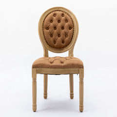 French Style Solid Wood Frame Antique Painting,Hand-pulled buckle decoration PU artificial leather Dining Chair with Nailhead Trim ,Wood Legs,Density Foam,Steel Spring inner,Set of 2,Orange,SW1839OG