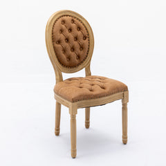 French Style Solid Wood Frame Antique Painting,Hand-pulled buckle decoration PU artificial leather Dining Chair with Nailhead Trim ,Wood Legs,Density Foam,Steel Spring inner,Set of 2,Orange,SW1839OG