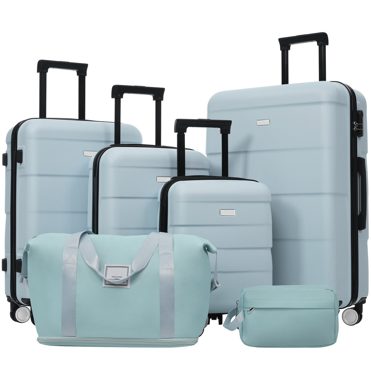 Hardshell Luggage Sets 6 Piece with 2 Bags,Carry on Suitcase with Handle Password Lock Double Spinner Wheels, Lightweight 16"+20"+24"+28" Luggages