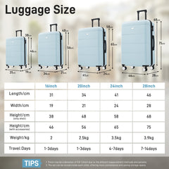 Hardshell Luggage Sets 6 Piece with 2 Bags,Carry on Suitcase with Handle Password Lock Double Spinner Wheels, Lightweight 16"+20"+24"+28" Luggages