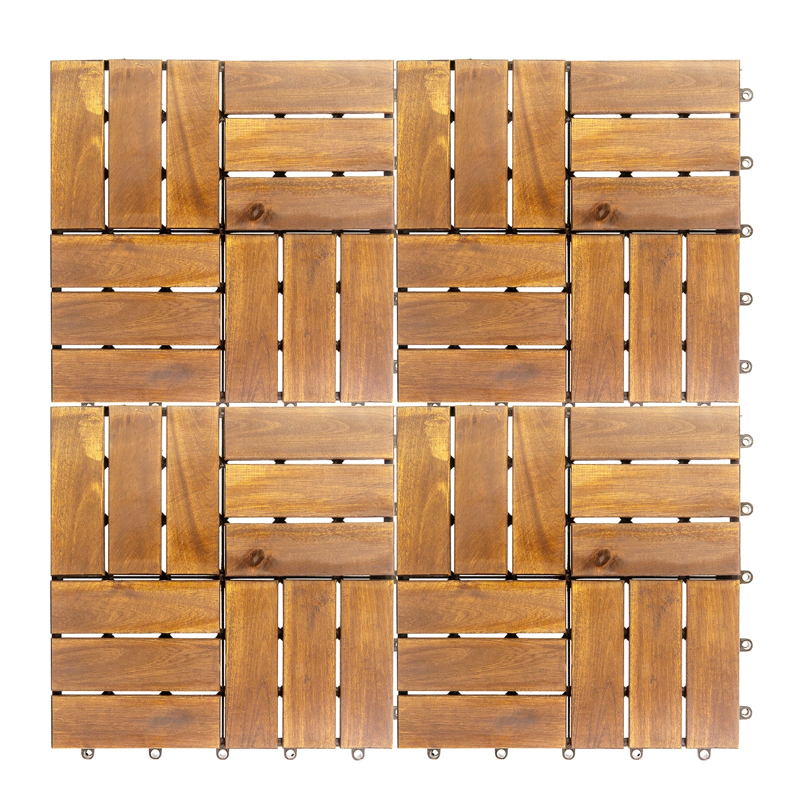 12 in. x 12 in. Acacia 12 Slats Checker Deck Tiles 10 Pieces