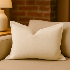 Homey COZY Soft Ivory Throw Pillow – Clean, Minimal Comfort with Tailored Edging Set of 2