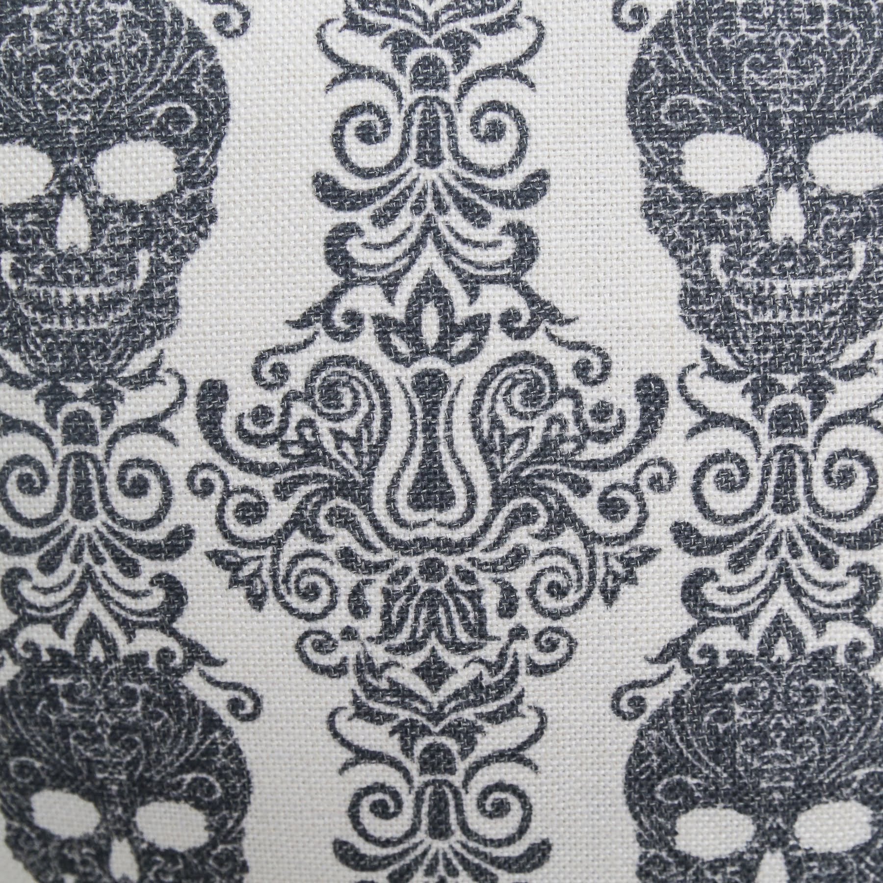 Gothic Damask Skull Throw Pillow – Black & White Cotton Linen Set of 2