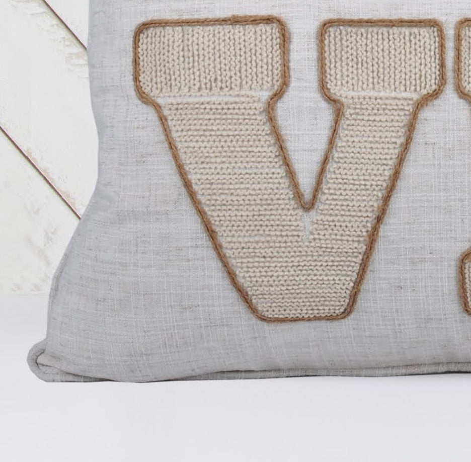 LOVE Pumpkin Embroidered Throw Pillow – Rustic Beige Fall Decor Set of 2