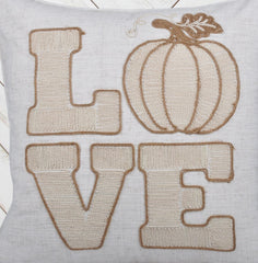 LOVE Pumpkin Embroidered Throw Pillow – Rustic Beige Fall Decor Set of 2