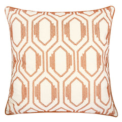 Geometric Embroidered Cotton Throw Pillow – Rust Modern Accent Set of 2