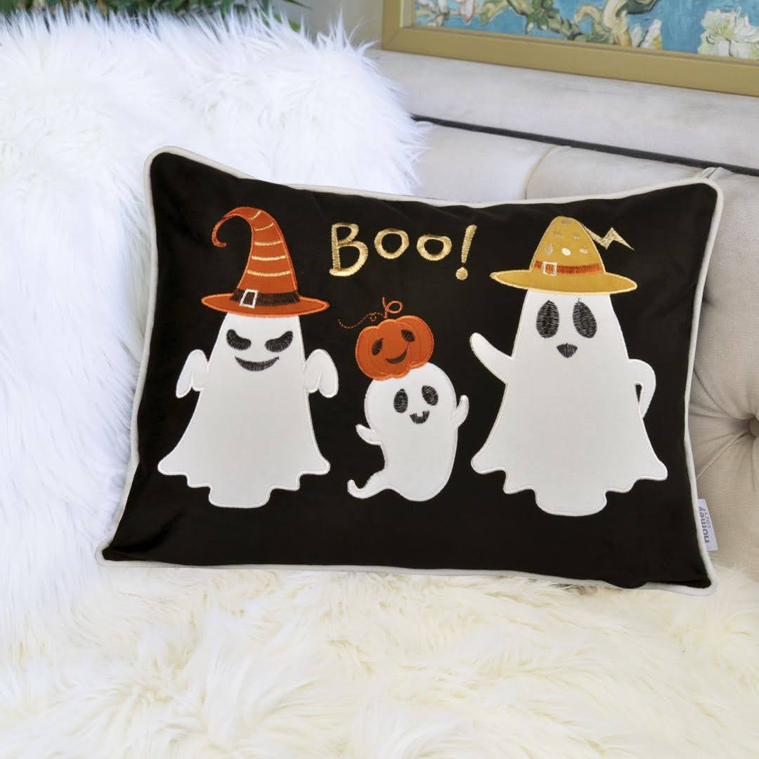 Halloween Boo Ghost Velvet Throw Pillow Set of 2