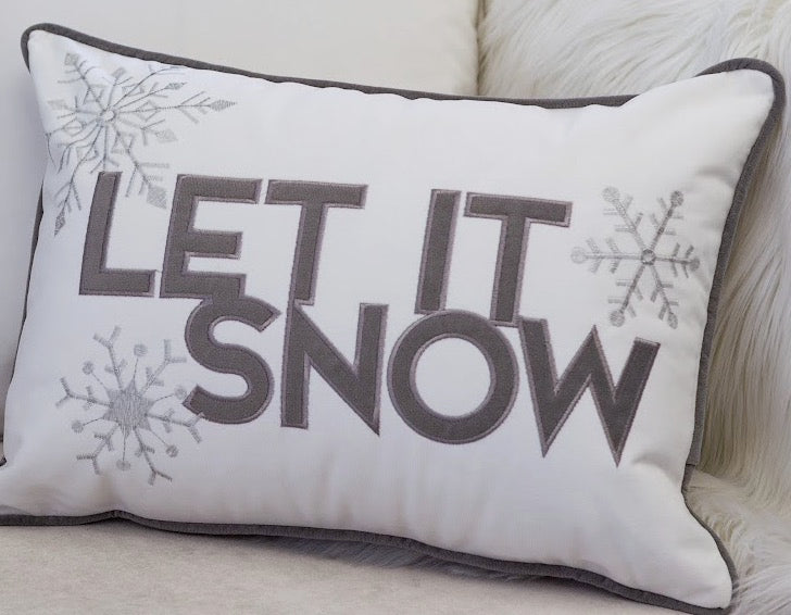 Nneka Let It Snow White Velvet Lumbar Pillow with Insert 14x20 Set of 2