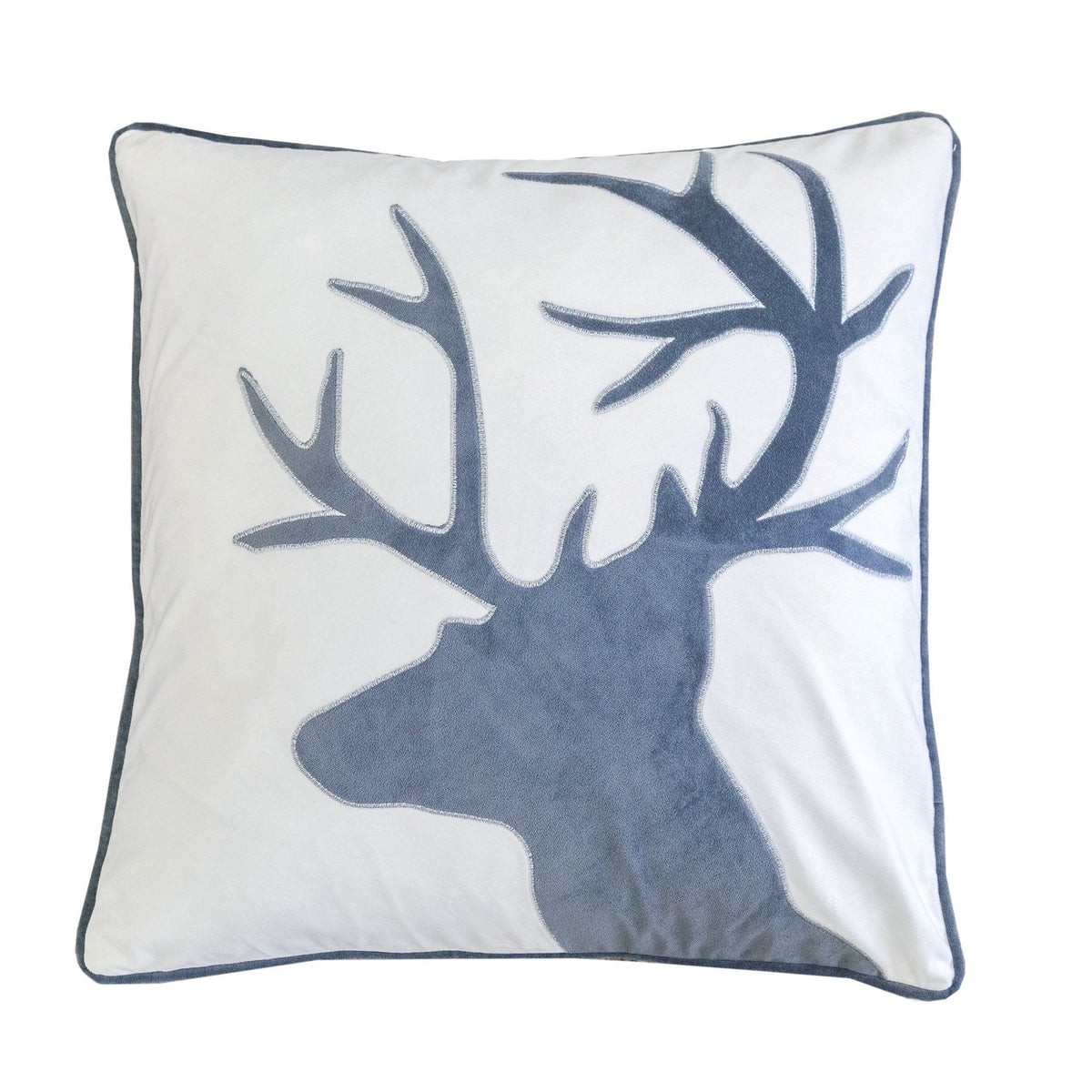 Holiday Reindeer Velvet Accent Pillow 20x20 – White and Gray with Insert Set of 2