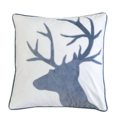 Holiday Reindeer Velvet Accent Pillow 20x20 – White and Gray with Insert Set of 2