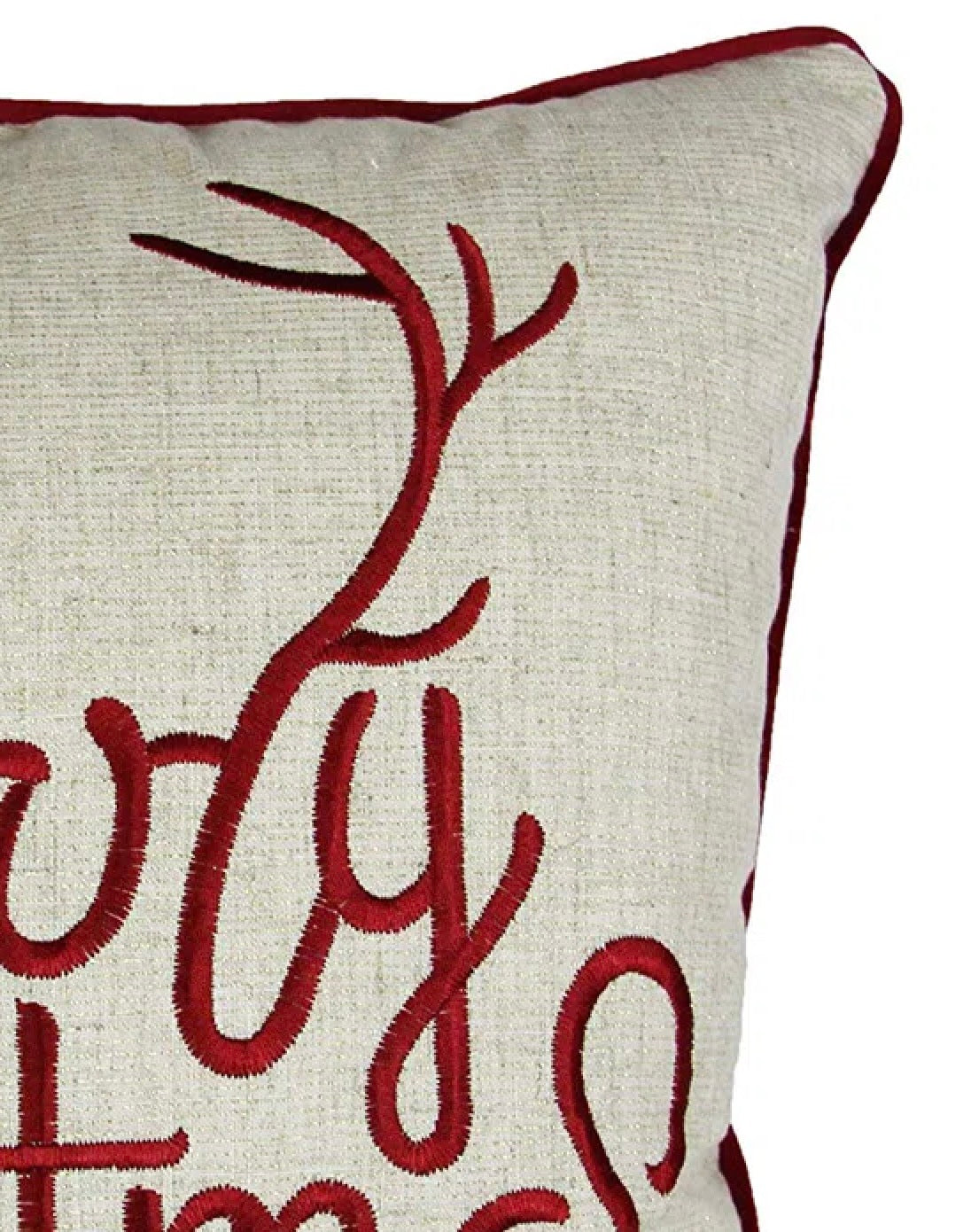 Merry Christmas and Happy New Year Throw Pillow – 20x20 Linen Look with Gold Accents and Insert Set of 2