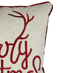 Merry Christmas and Happy New Year Throw Pillow – 20x20 Linen Look with Gold Accents and Insert Set of 2