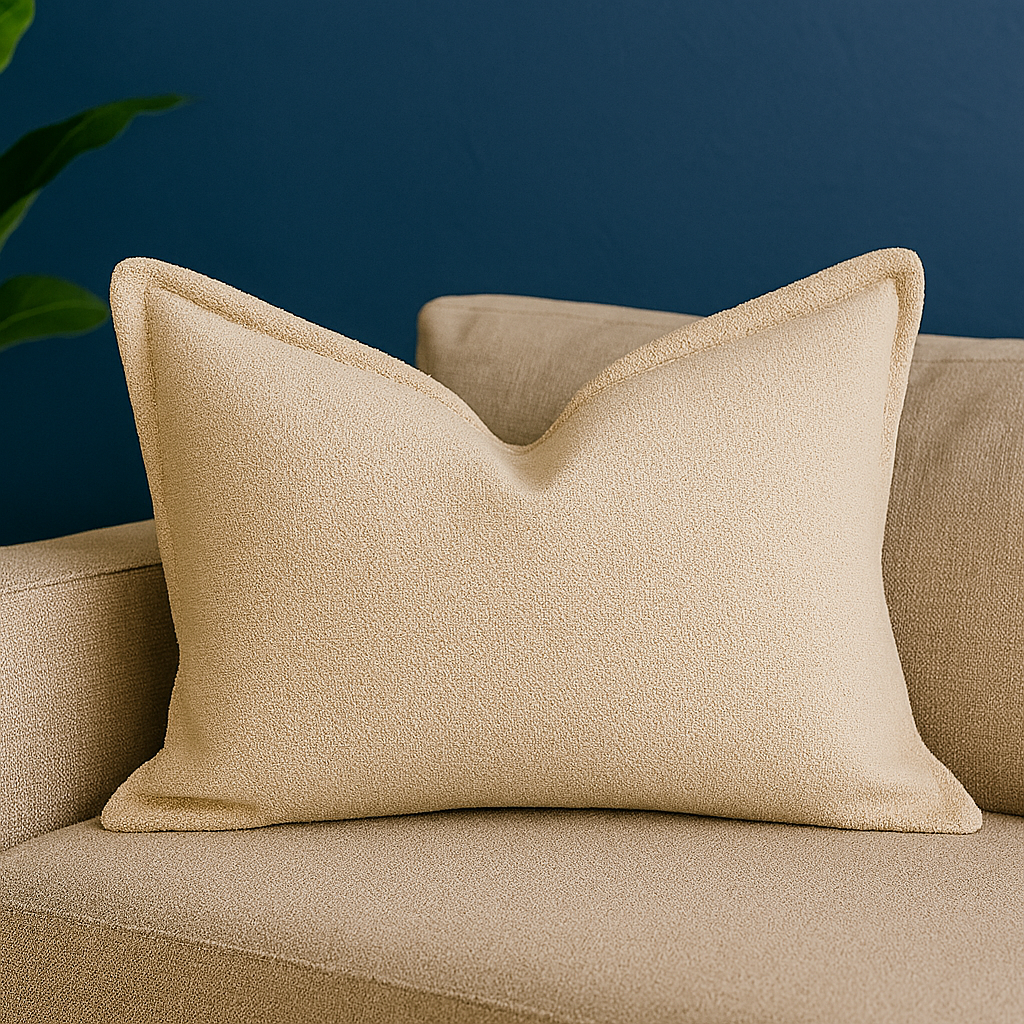 Homey COZY Soft Ivory Throw Pillow – Clean, Minimal Comfort with Tailored Edging