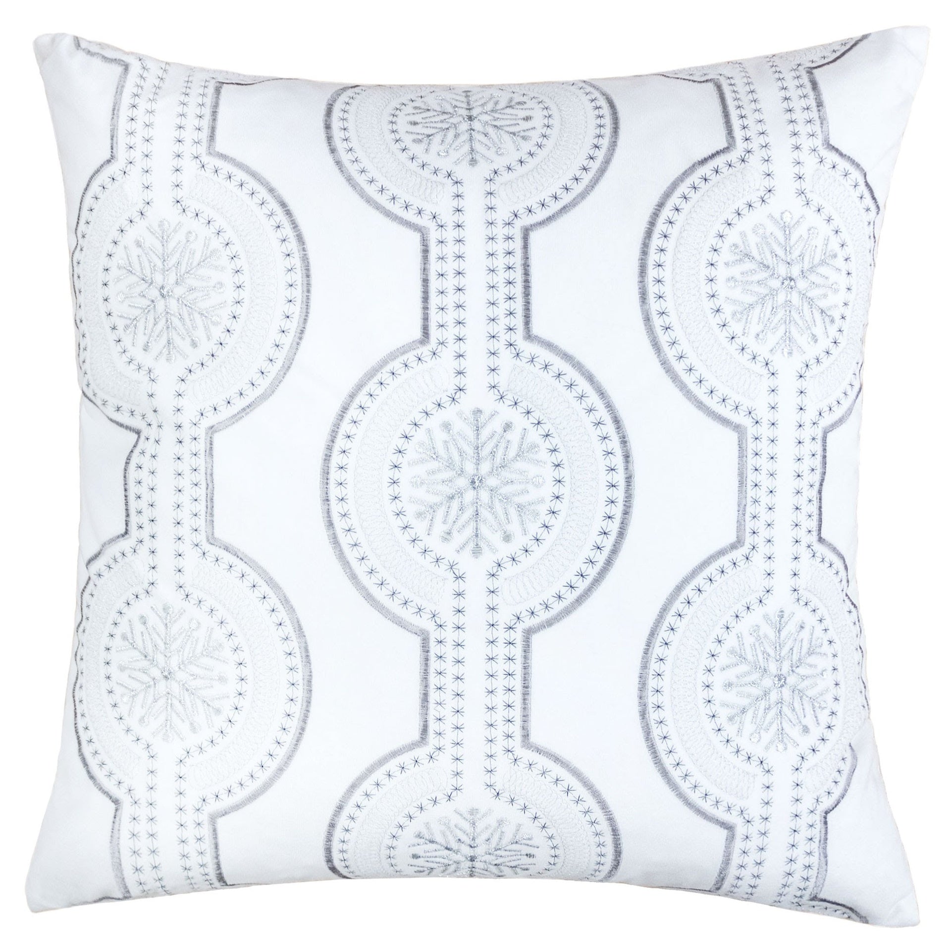 White Holiday Embroidered Velvet Throw Pillow with Insert 20x20