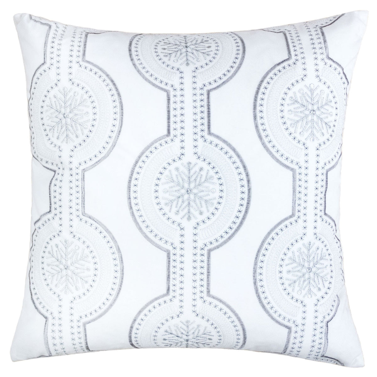 White Holiday Embroidered Velvet Throw Pillow with Insert 20x20