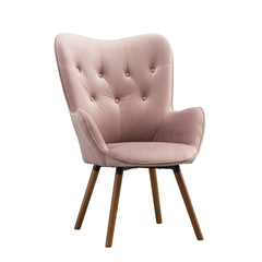 Doarnin Contemporary Silky Velvet Tufted Button Back Accent Chair, Mauve