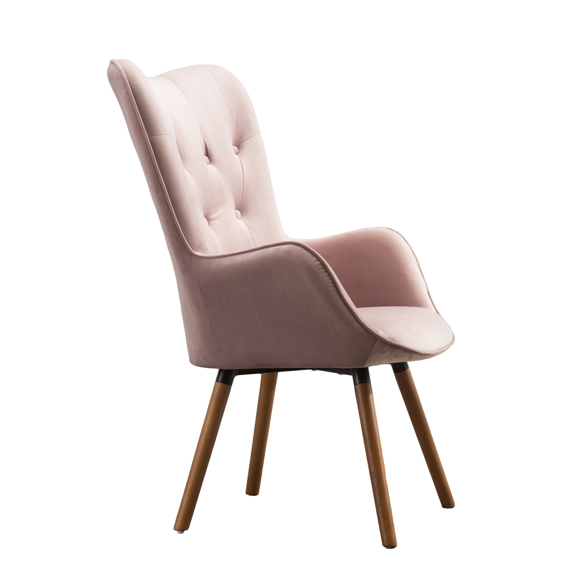 Doarnin Contemporary Silky Velvet Tufted Button Back Accent Chair, Mauve