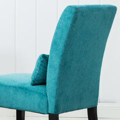 Pisano Contemporary Chenille Fabric Armless Accent Chair with Pillow, Teal Blue