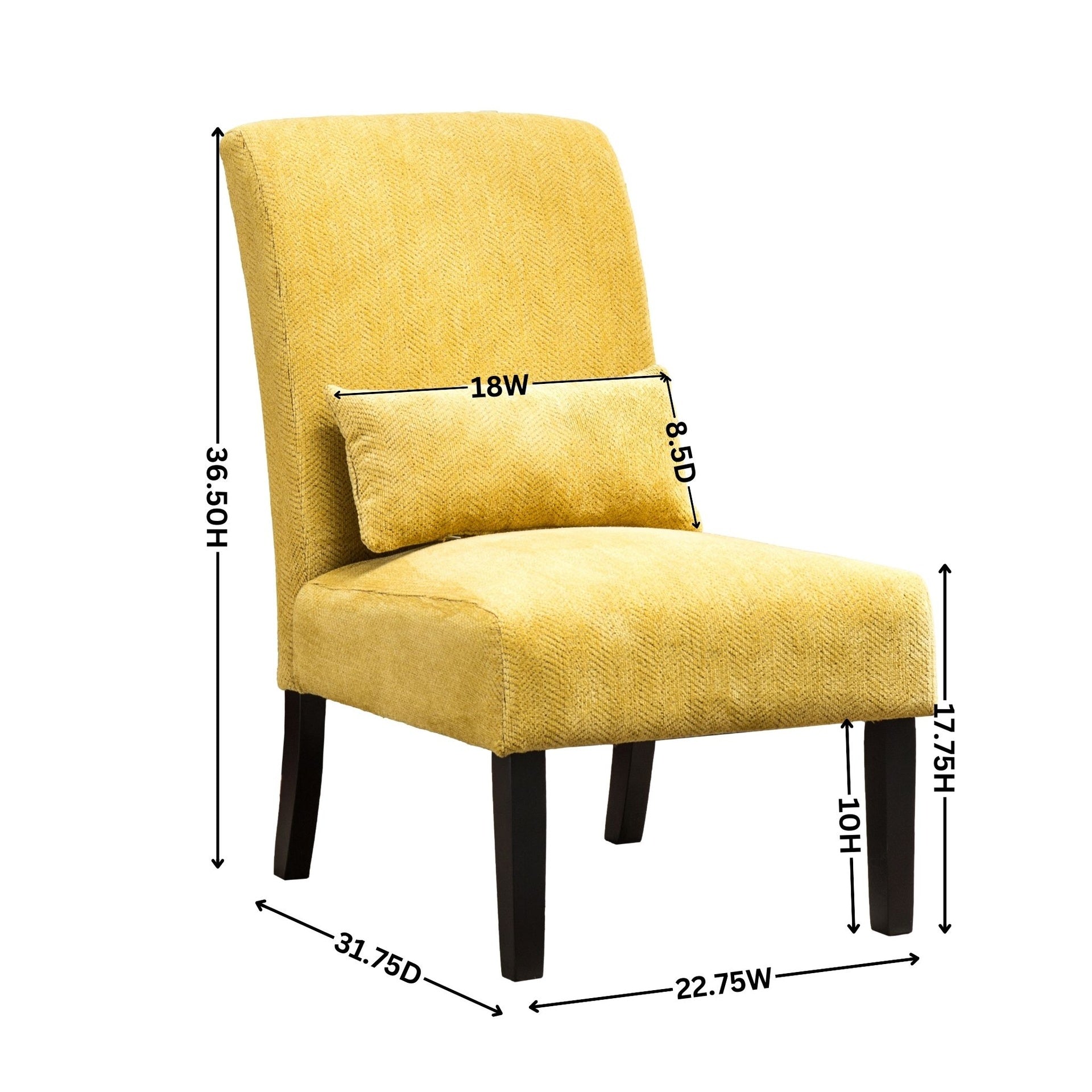 Pisano Contemporary Chenille Fabric Armless Accent Chair with Pillow, Teal Blue