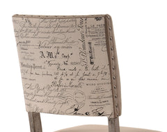 Birmingham Script Printed Driftwood Finish Dining Chair with Nail head, Set of 2