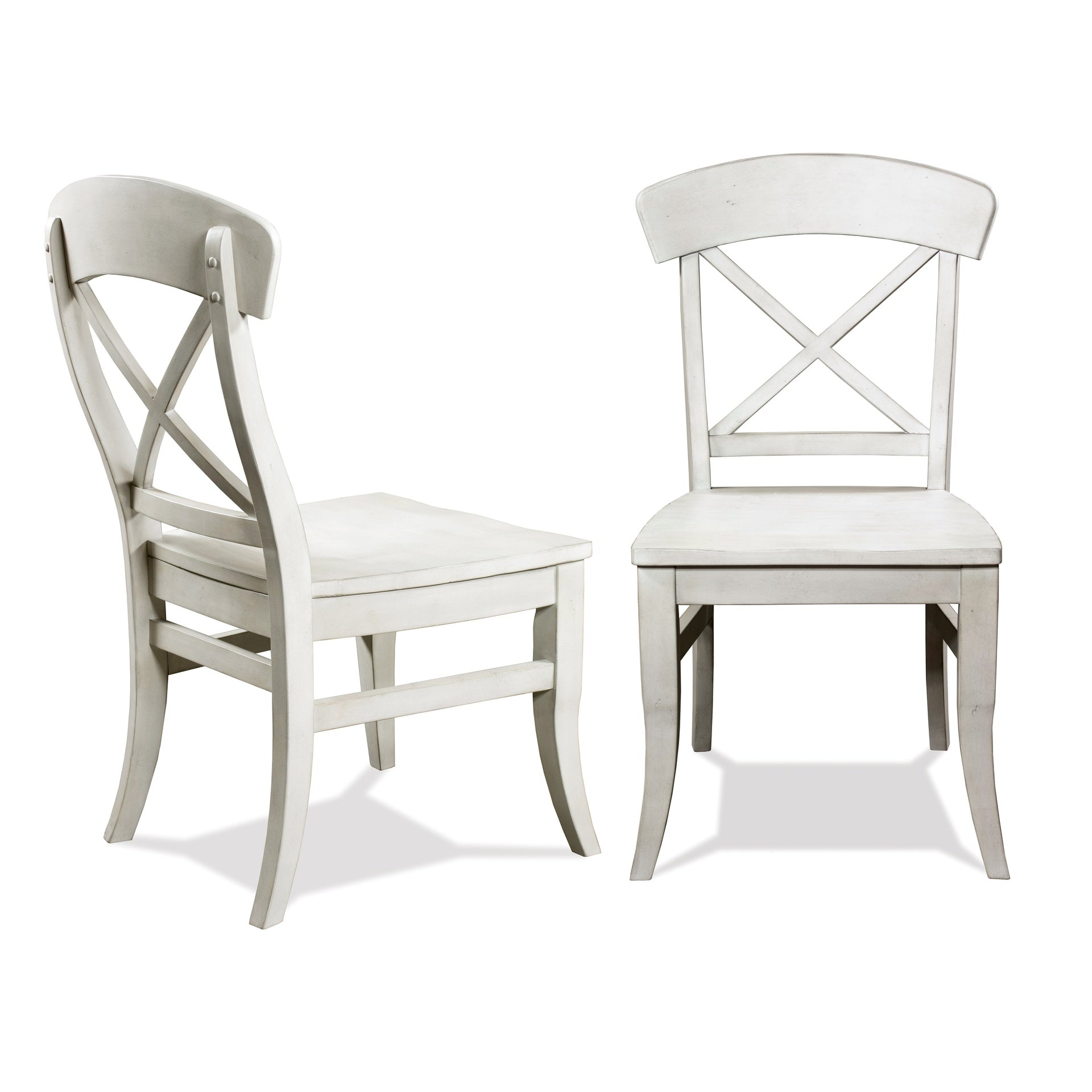 Harola Cross-back Dining Side Chairs in Set of 2, Smoky White Finish
