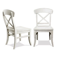 Harola Cross-back Dining Side Chairs in Set of 2, Smoky White Finish