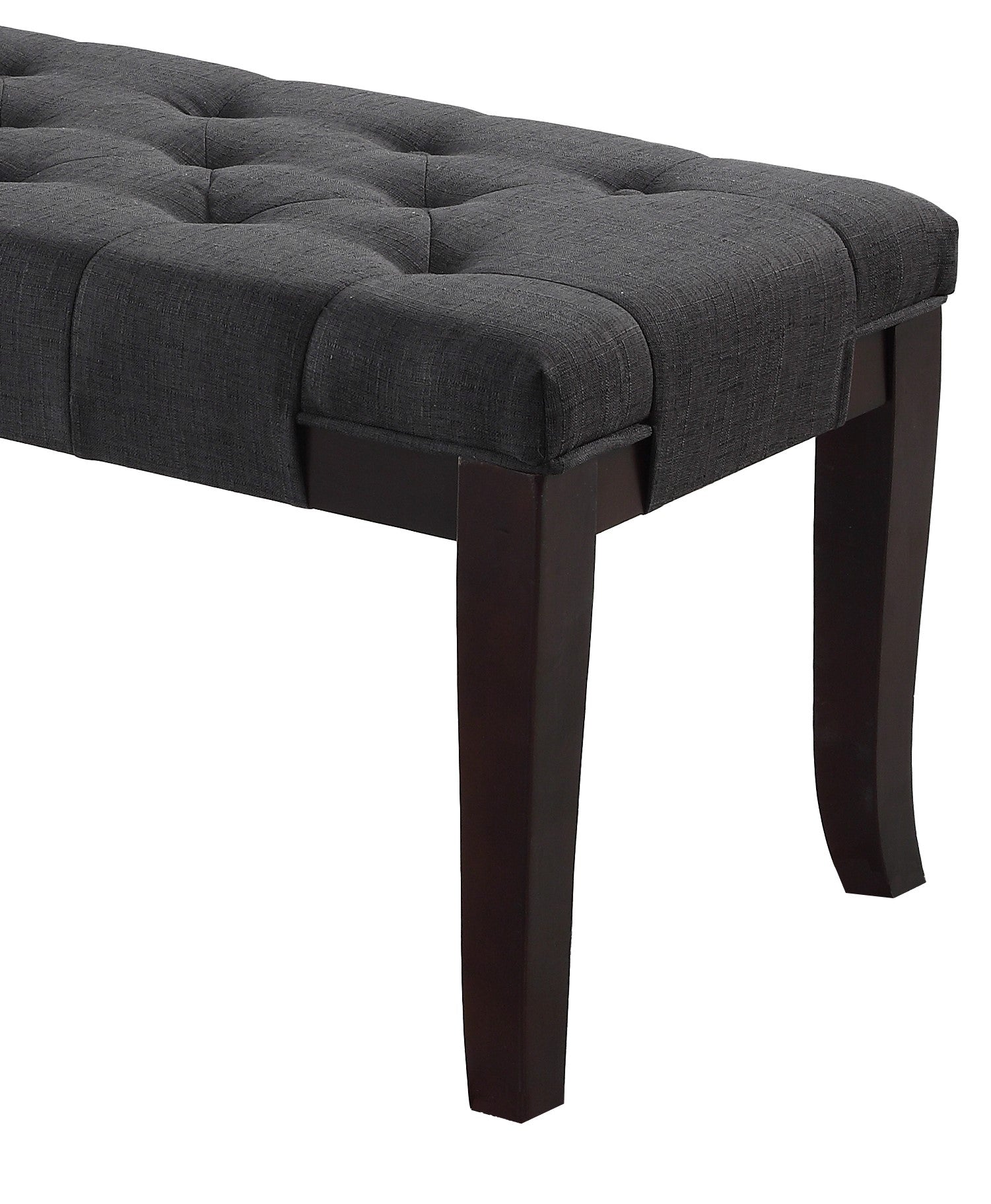Linon Tufted Bench, Fabric, Gray