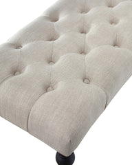 Leviton Fabric Tufted Turned Leg  Dining Bench, Tan