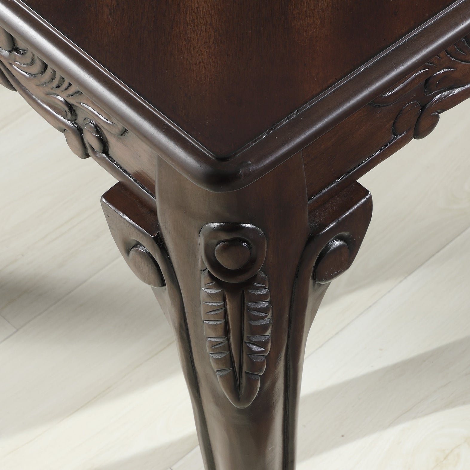 Traditional Ornate Detailing Dark Cherry Finish Wood Coffee Table