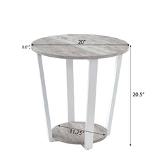 Elysian Contemporary Round End Table with Shelf, Gray