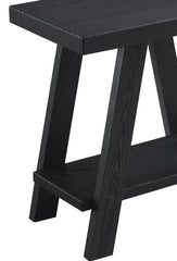 Athens Contemporary Wood Shelf Side Table in Black Finish