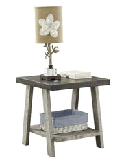 Athens Contemporary Two-Tone Wood Shelf End Table in Weathered Walnut and Gray