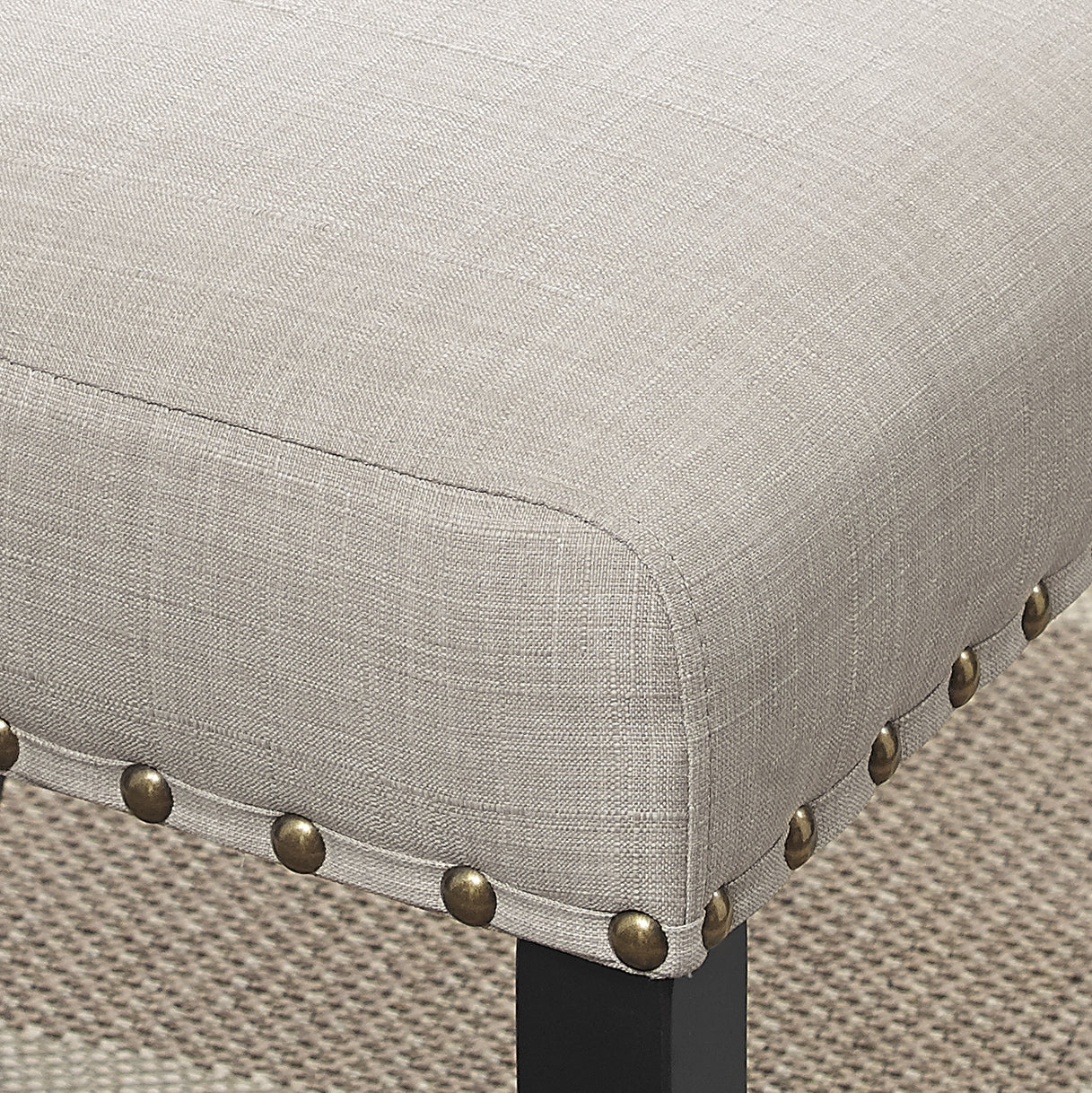 Biony Tan Fabric Counter Height Stools with Nailhead Trim, Set of 2