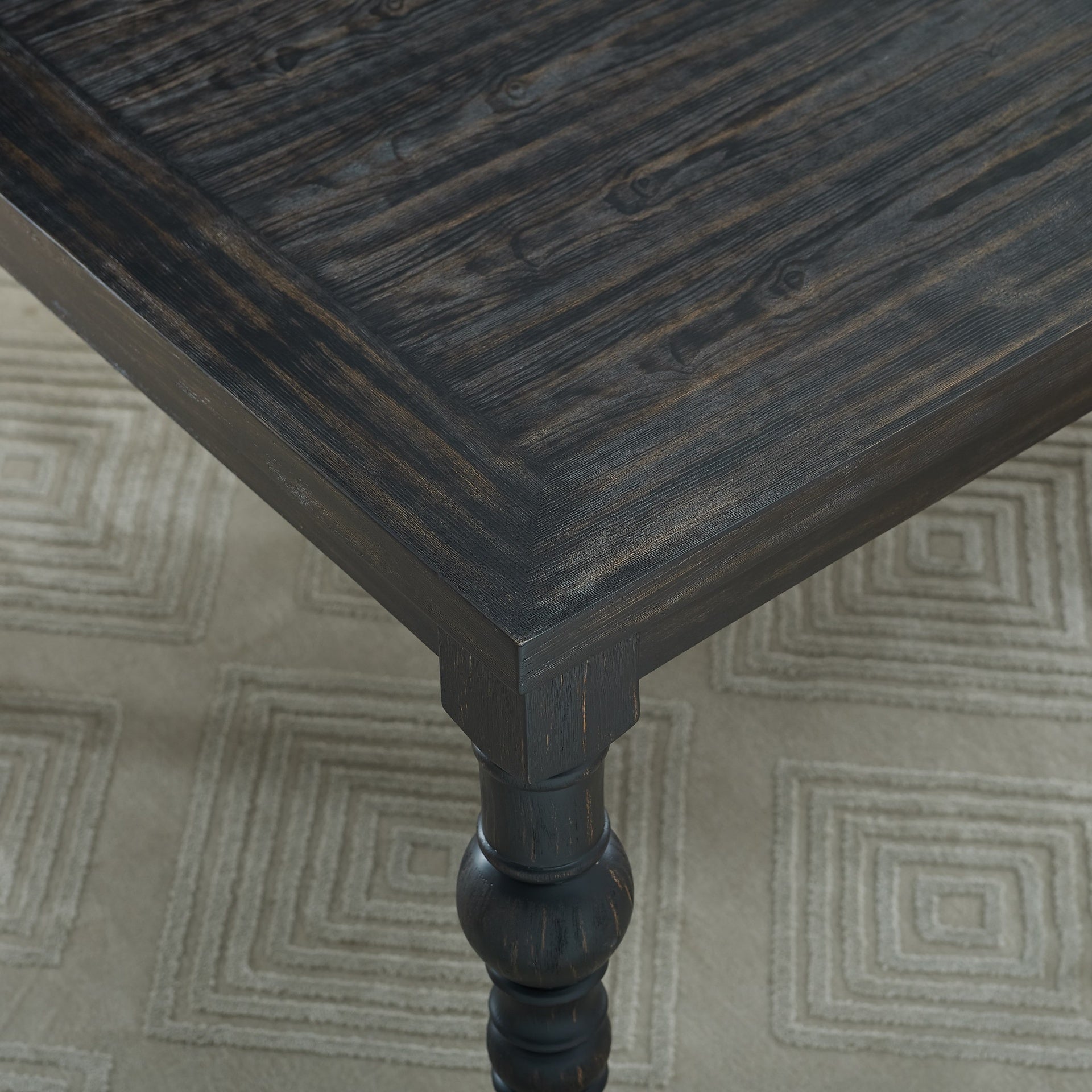 Leviton Urban Style Wood Dark Wash Turned-Leg Dining Set: Table and 4 Chairs, Blue
