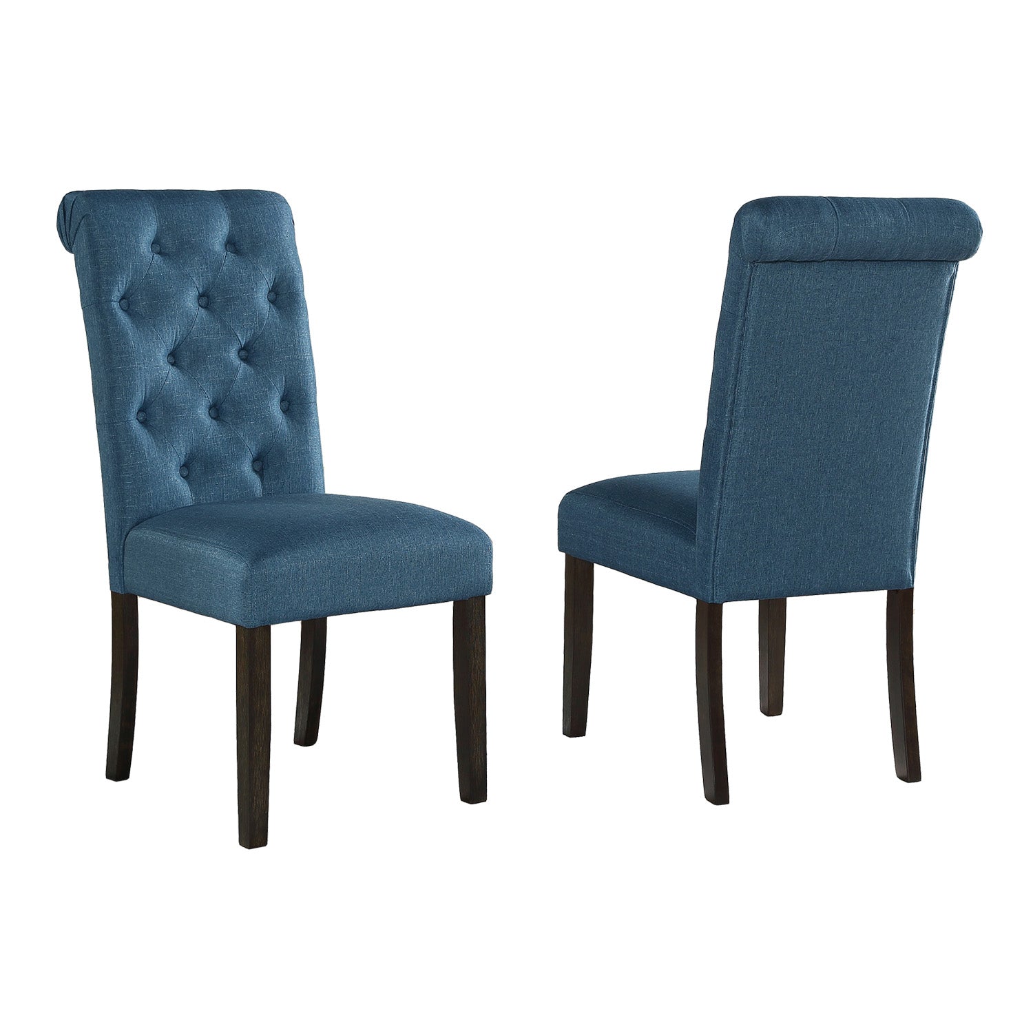 Leviton Urban Style Wood Dark Wash Turned-Leg Dining Set: Table and 4 Chairs, Blue