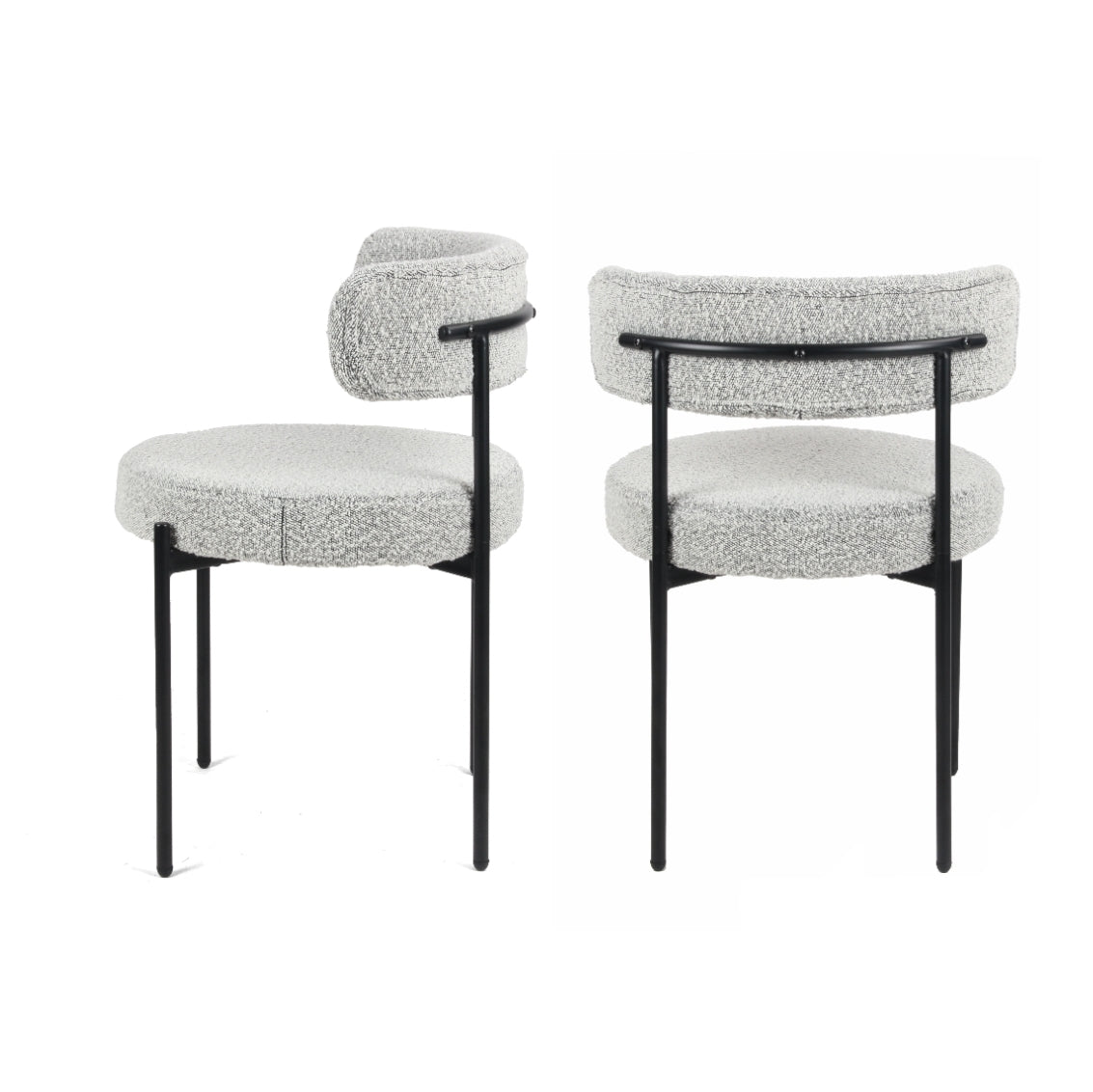 Durban 3-Piece Round Dining Set, Trestle Dining Table with 2 Boucle Chairs
