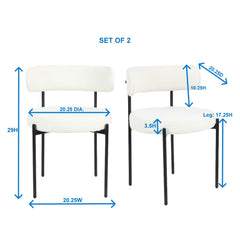 Durban 3-Piece Round Dining Set, Trestle Dining Table with 2 Boucle Chairs