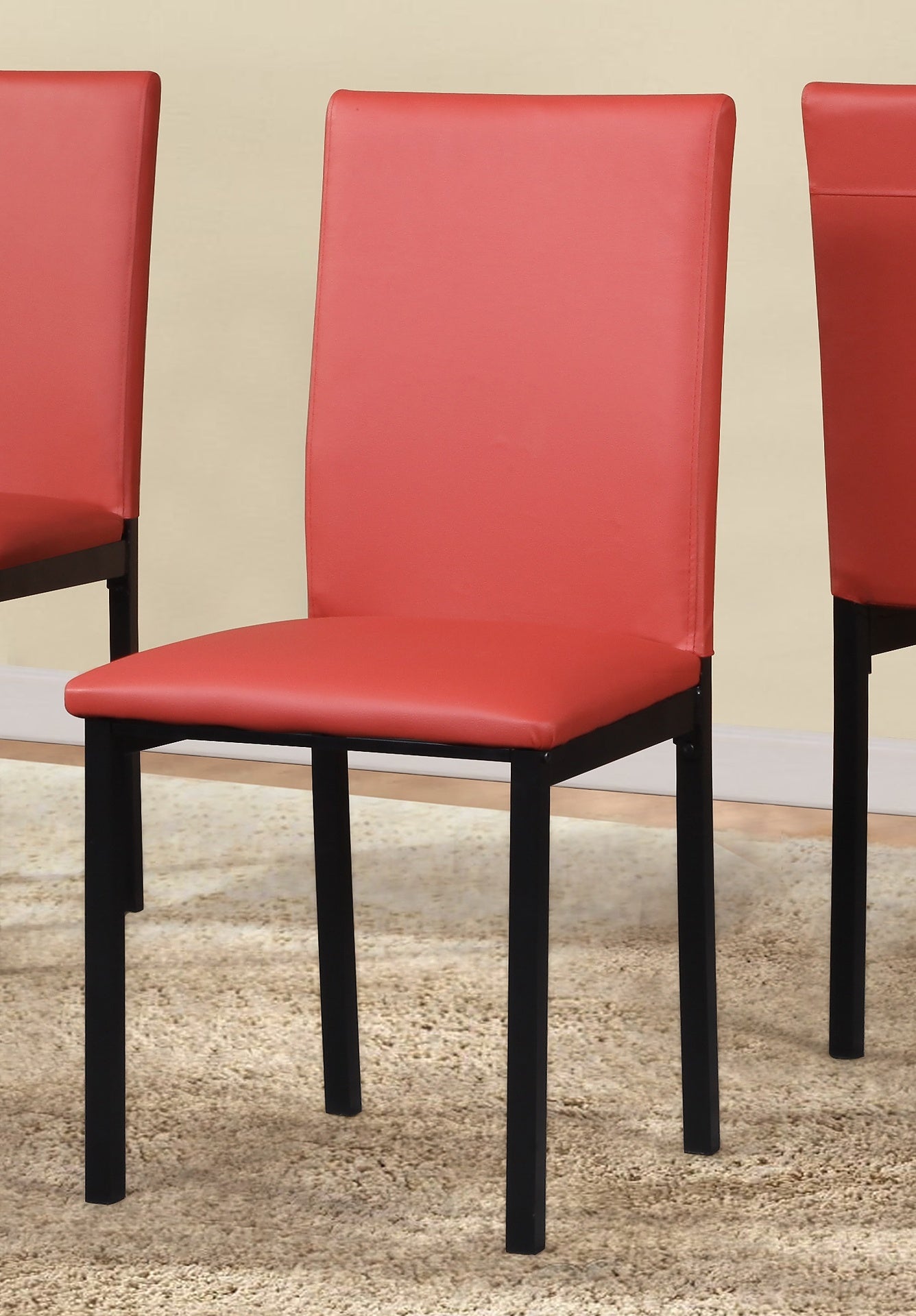 Citico Metal Dinette Set with Laminated Faux Marble Top, White Table with Red Chairs, 5-Piece