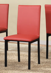 Citico Metal Dinette Set with Laminated Faux Marble Top, White Table with Red Chairs, 5-Piece