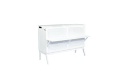 Queen Size Murphy Bed with USB Port and Removable Shelves on Each Side, Solid Pine Murphy Cabinet Bed for Home Office, Guest Room,White