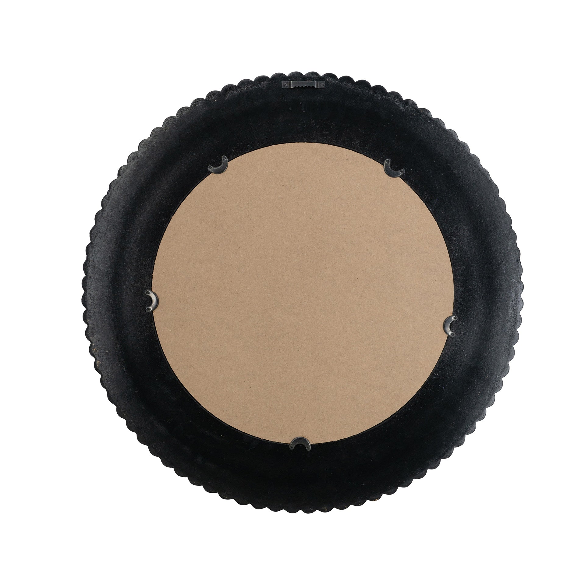 D26.5" Round Black And Gold Wooden Accent Mirror With Woven Texture