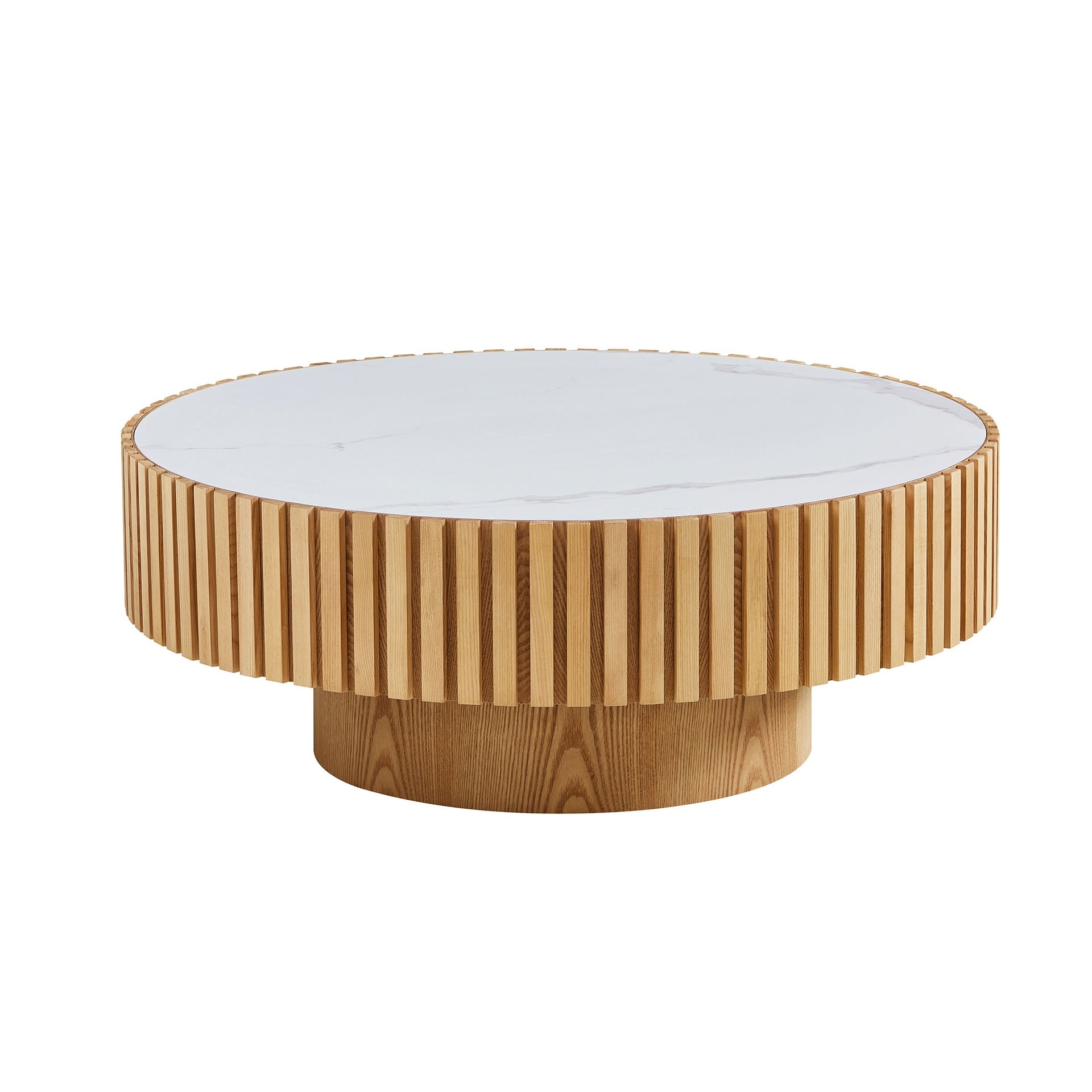 35.43'' Nesting Round Sintered Stone Tabletop Modern Drum Coffee Table Luxury Circle Coffee Table for Apartment ASH