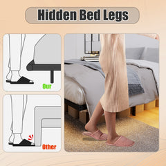 Queen Size Bed Frame , Heavy Duty Metal Bed Frame, Quick & Easy Assembly, LED light, No Noise, Black