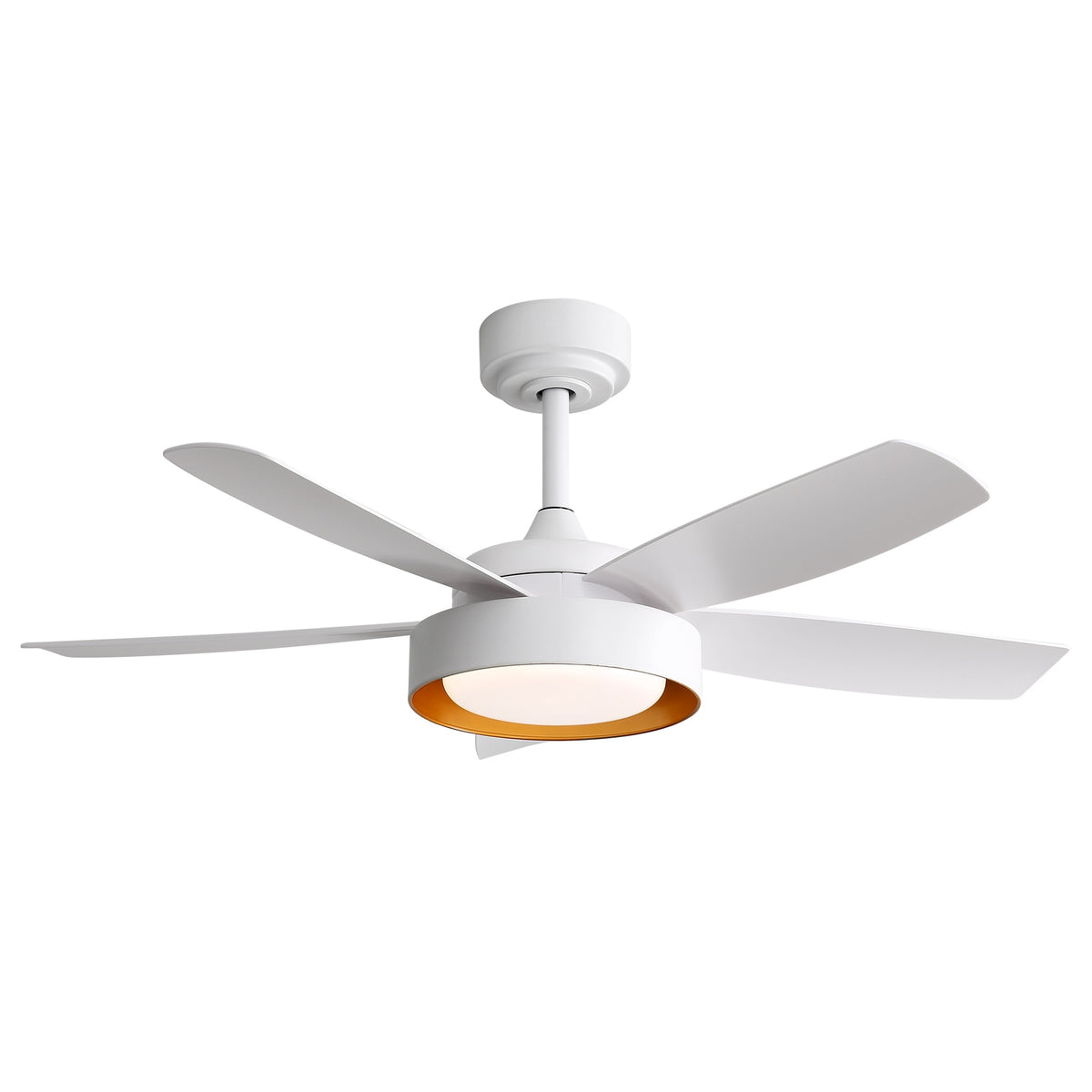 42 Inch Ceiling Fans with LED Light 22W and Remote Control 6 Wind Speed Reversible DC Motor White for Bedroom