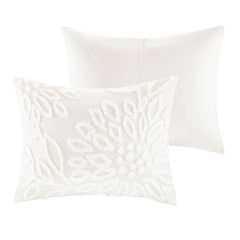 Full/Queen 3 Piece Tufted Cotton Chenille Floral Duvet Cover Set