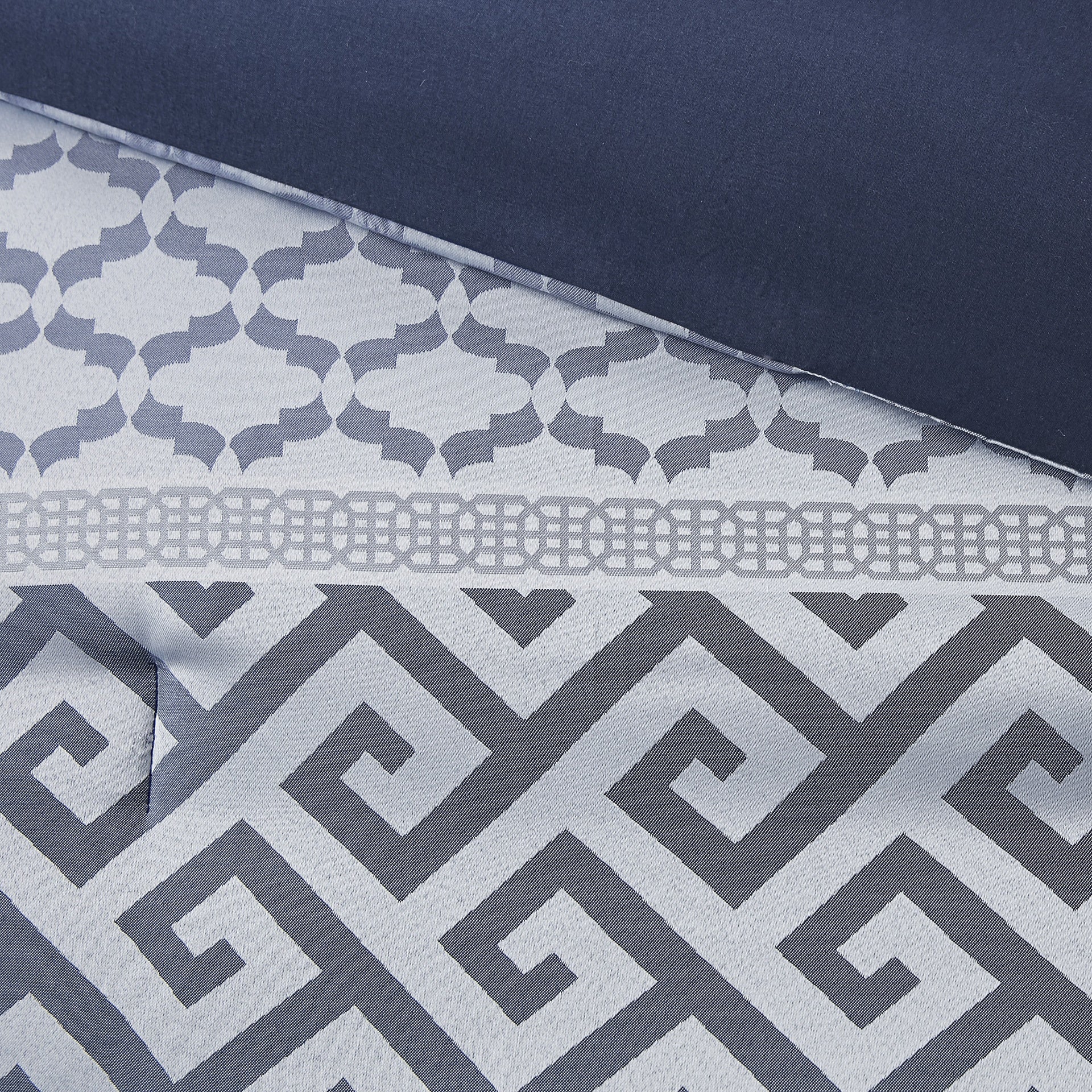 7 Piece Jacquard Comforter Set Navy Cal King