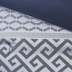 7 Piece Jacquard Comforter Set Navy Cal King
