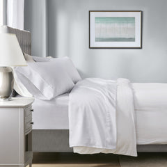 4-Piece King HeiQ Smart Temperature Cotton Blend Sheet Set, White
